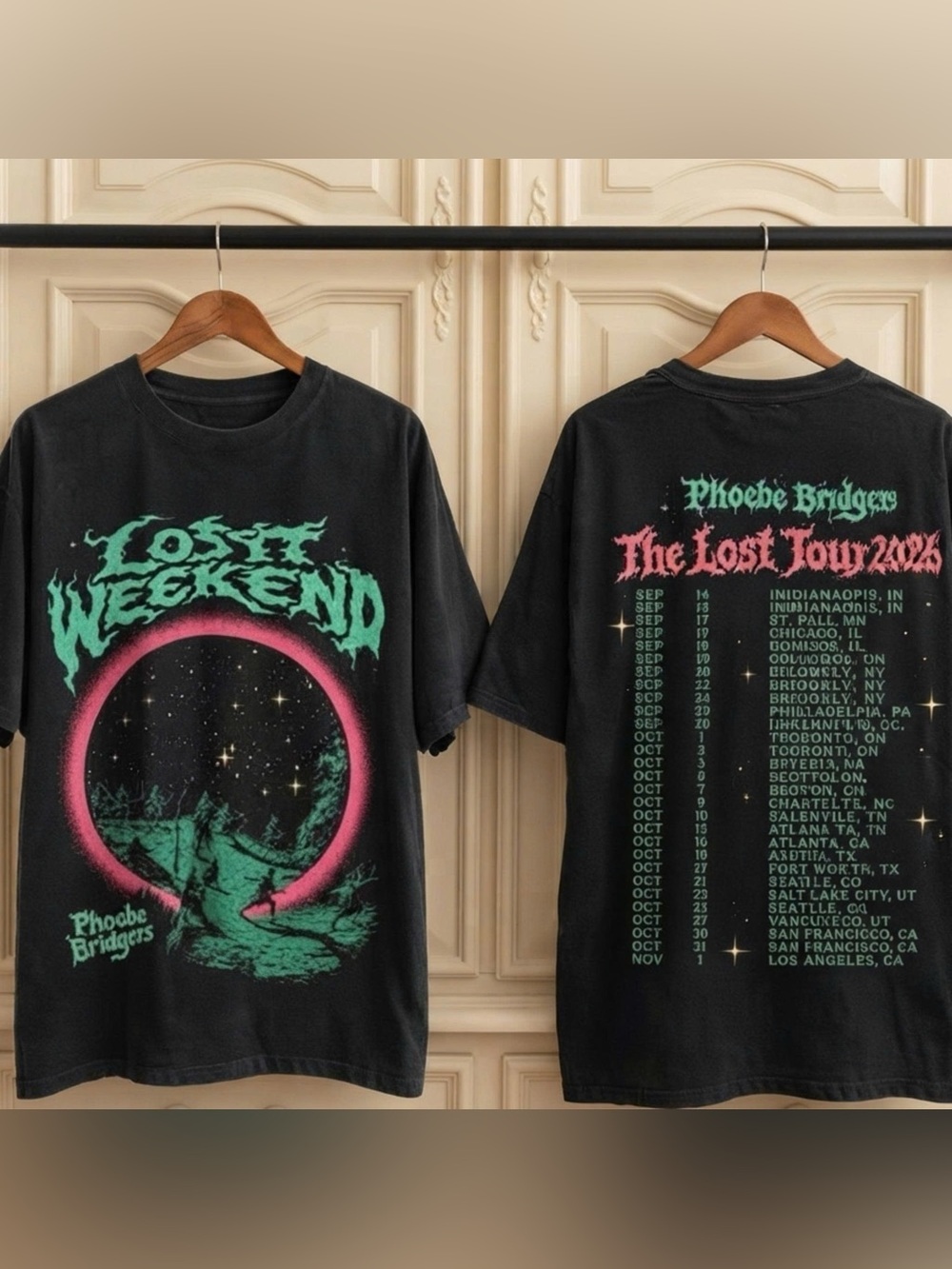 Phoebe Bridgers The Lost Weekend Tour 2026 T-Shirt Black